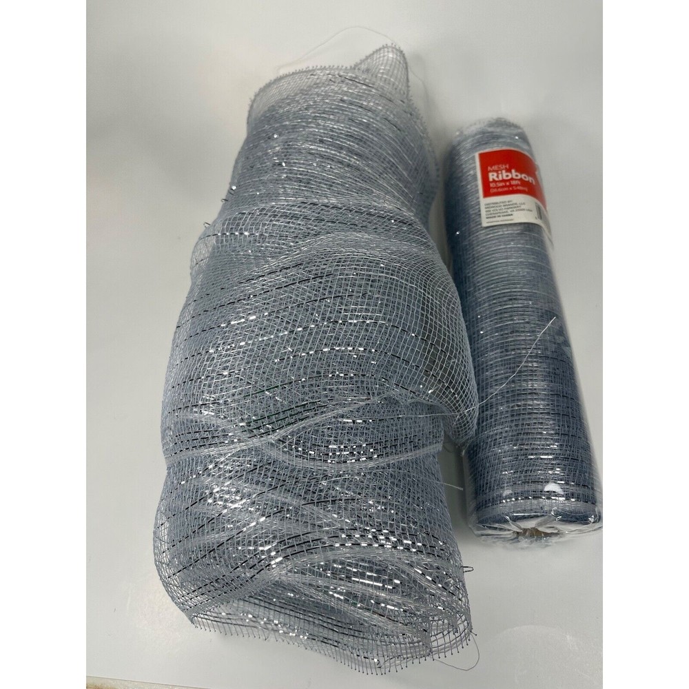 Tulle Fabric SILVER color - 2 spools of  1 NEW/1 USED
